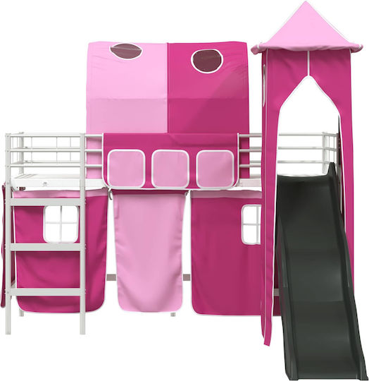 Kinderbett Hochbett Einzeln Fuchsie für Matratze 99.5x190cm