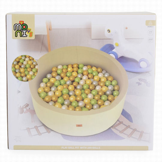 Moni Ball Pit made of Fabric 90x90x30cm. for 1+ Years Years Beige