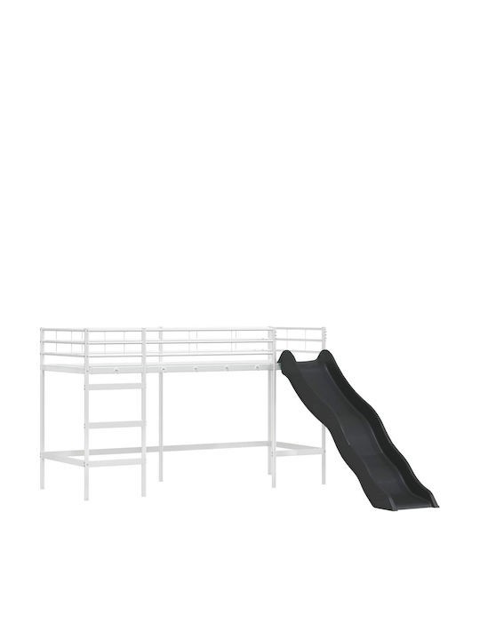 Pat pentru Copii Loft Bed Single Albastru pentru Saltea 90x190cm