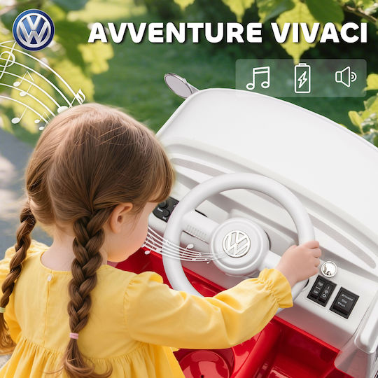 VW T1 Campingbus Едноместен с Дистанционно Управление Лицензиран 12 Волта Червен за 3+ Години