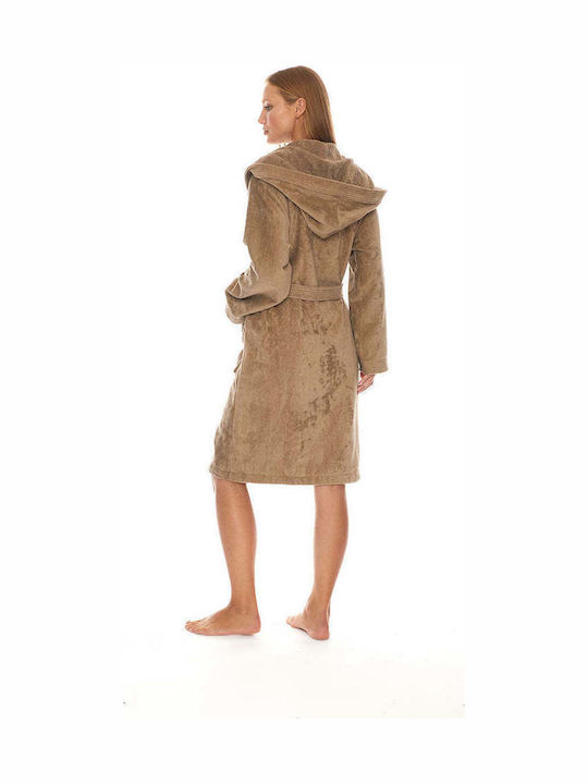 Homelovers Γυναικείο Μπουρνούζι με Κουκούλα Light Brown 350gr/m²