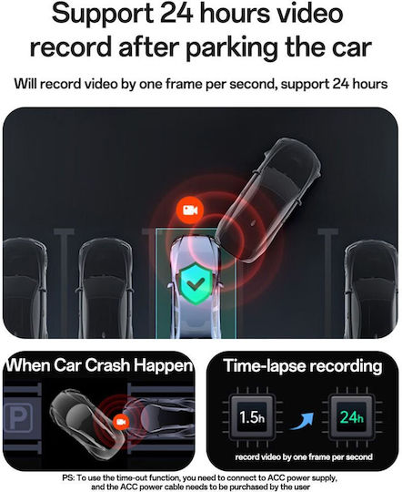 Yesido KM22 1080P Windshield Car DVR Set with Rear Camera, 1.47" Display with Adhesive Tape