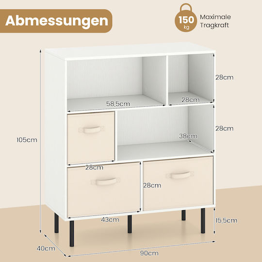 Bibliothek Weiß 105x90x40cm
