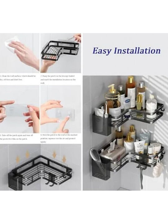 Ecke An der Wand montiert Badezimmerregal Metallisch