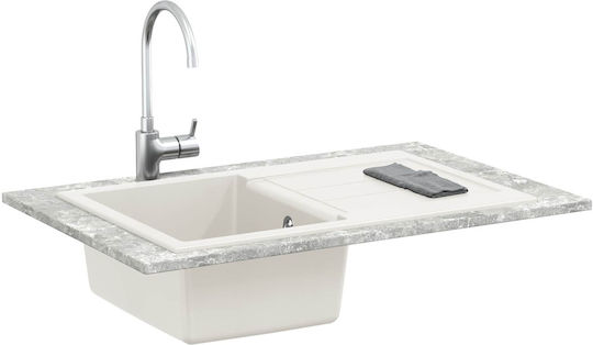 vidaXL Drop-In Chiuvetă din Granit Sintetic L78xW50cm Alb