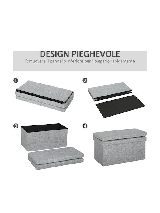 Collapsible Living Room Stool with Backrest and Storage Space Gray
