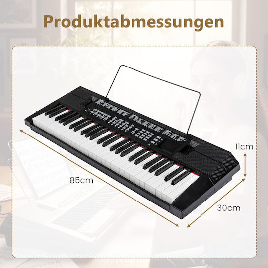 Costway Keyboard MU10131DE-DK with 54 Keys with Headphones Black