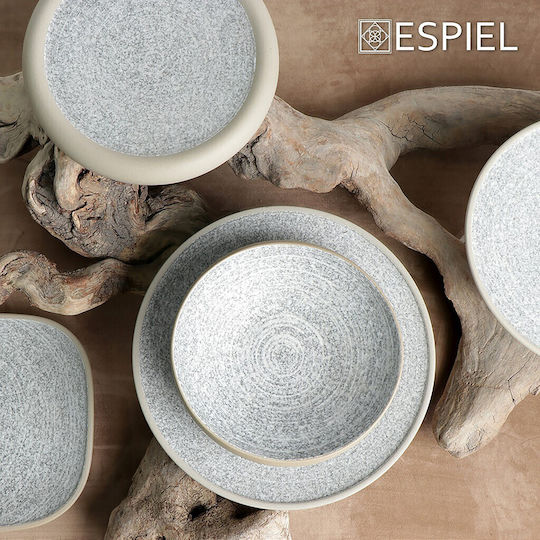 Espiel Corsica Πιάτο Ρηχό Κεραμικό Γκρι με Διάμετρο 29.2cm 4τμχ