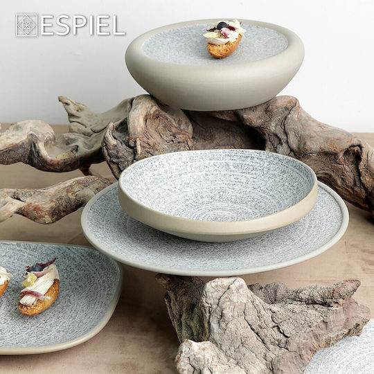 Espiel Corsica Πιάτο Ρηχό Κεραμικό Γκρι με Διάμετρο 29.2cm 4τμχ