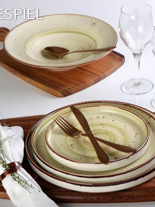 Espiel Terra Plate Shallow made of Porcelain Green with Diameter 21cm