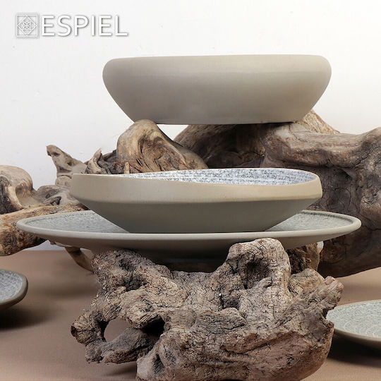 Espiel Corsica Πιάτο Ρηχό Κεραμικό Γκρι με Διάμετρο 29.2cm 4τμχ