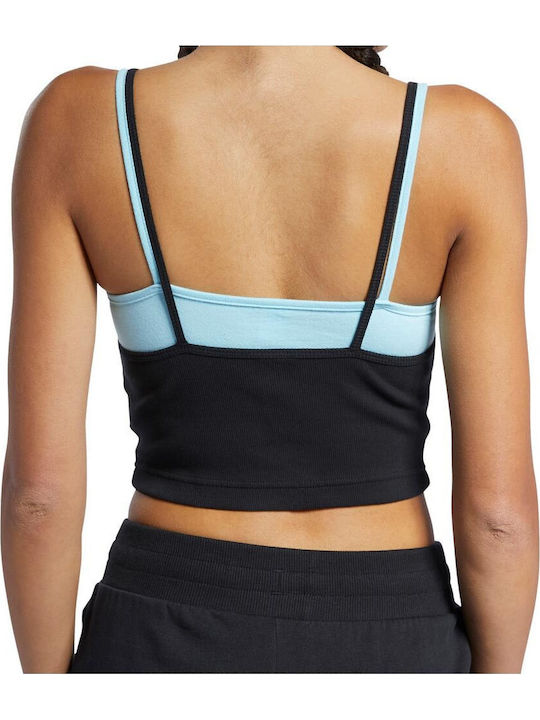 Classics Wardrobe Essentials Дамски Crop Топ Памучен Без Ръкави с V-образно Деколте Черен