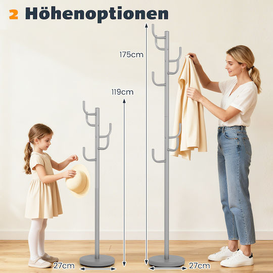 Costway Metallic Coat Rack Silver 175cm