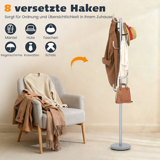 Costway Metallic Coat Rack Silver 175cm