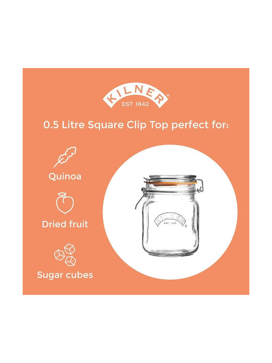 KIlner Jar for Coffee / General Use with Airtight Lid Glass Transparent 500ml 1 Piece