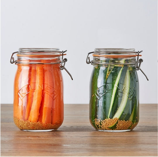 KIlner Βάζο για Τσάι με Αεροστεγές Καπάκι Γυάλινο Διάφανο 1000ml