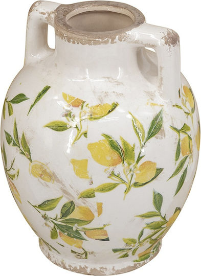Artekko Vază Ceramică Albă Lămâie 22x17x17 Cm