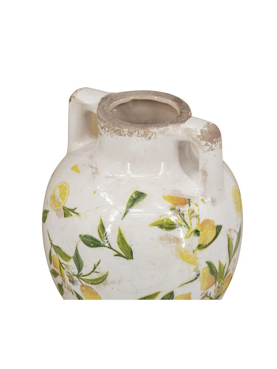 Artekko Lemon White Ceramic Vase Lemons 22x17x17 Cm