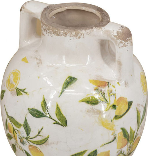 Artekko Vază Ceramică Albă Lămâie 22x17x17 Cm