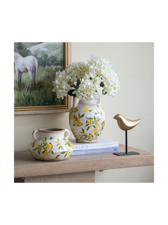 Artekko Lemon White Ceramic Vase Lemons 22x17x17 Cm