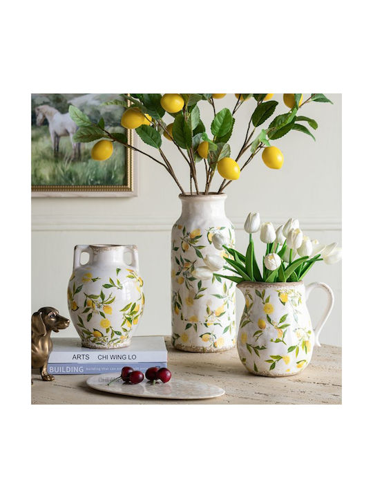 Artekko Lemon White Ceramic Vase Lemons 22x17x17 Cm