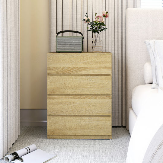 Wooden Chest of Drawers with 4 Drawers Οξιάς 60x40x80cm