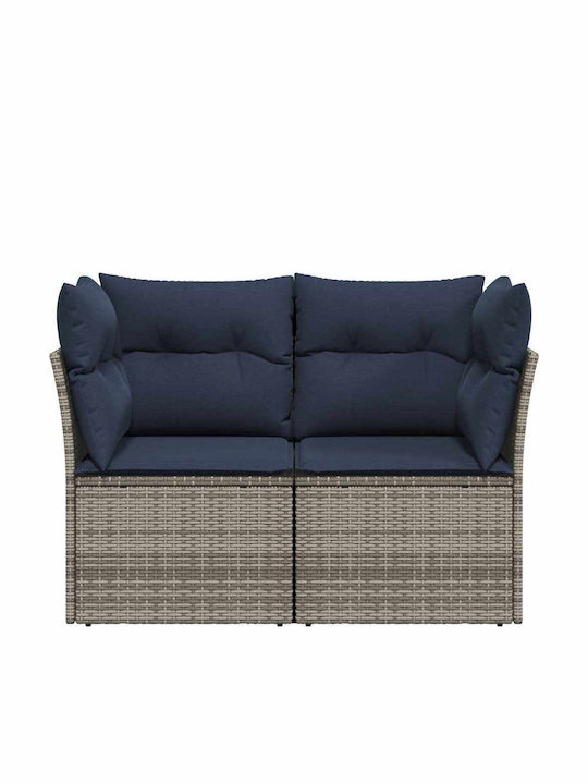 Zweisitziges Sofa Außenbereich Rattan mit Kissen 62x62x69cm