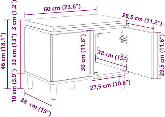 Entry Furniture with Bench 60x38x46cm