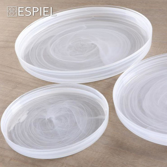 Plate Shallow Oval Glass White 15x12.5cm