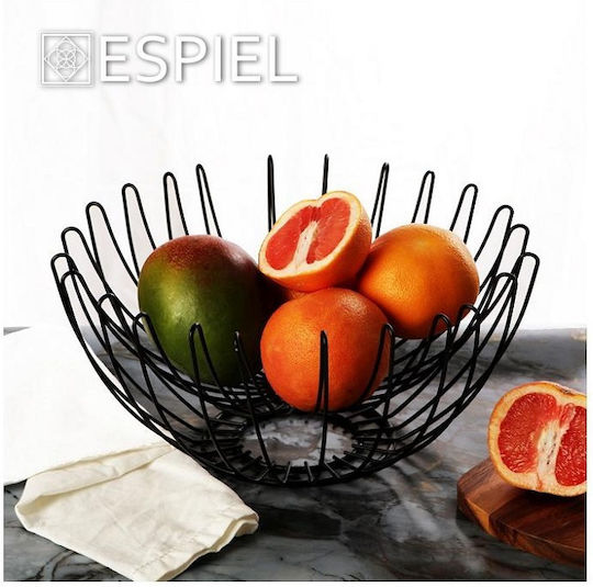 Espiel Φρουτιέρα Μεταλλική Μαύρη 28.5x28.5x25εκ.