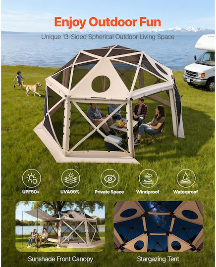 Vevor Camping Tent Beige 3 Seasons For 15 People 457x457cm