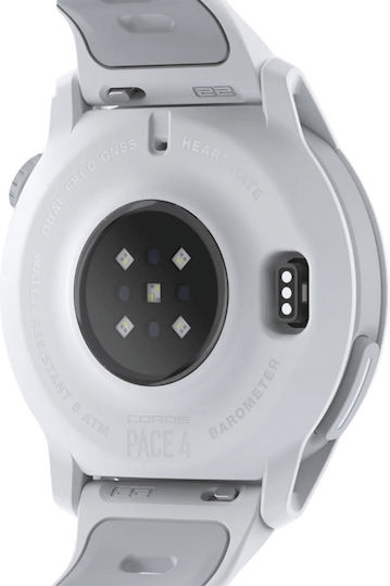 Coros Pace 4 43mm Rezistent la apă Smartwatch (White Silicone Strap)