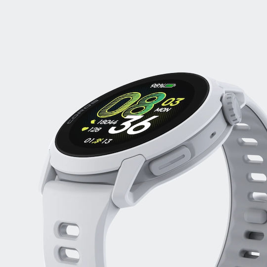 Coros Pace 4 43mm Rezistent la apă Smartwatch (White Silicone Strap)