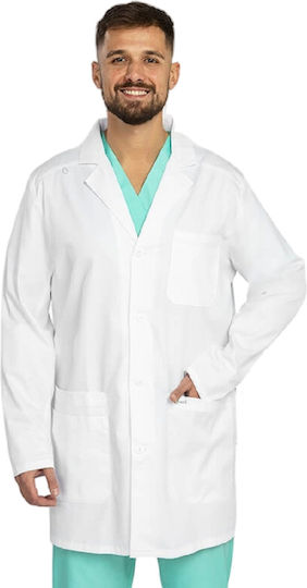 bwell Men's White Medical Dressing Gown