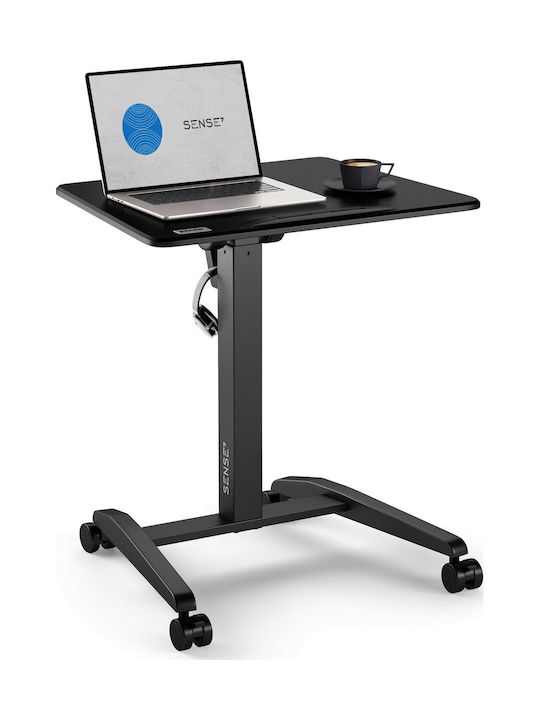 Desk Wooden Black with Metal Legs & Adjustable Height 70x52cm