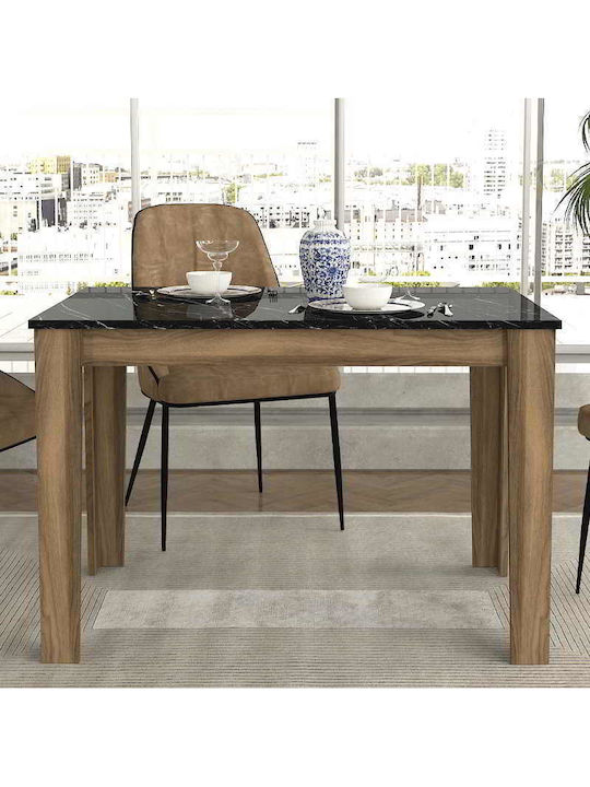 Darlen Masă Bucătărie cu Suprafață de Marmură Walnut - Black Marble Effect 110x72x74buc