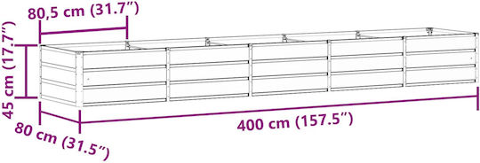 vidaXL Ghiveci Metal Cărbune de lemn 400x80x45cm.