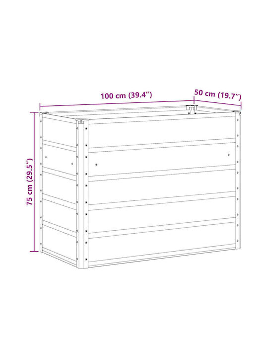 vidaXL Topf Metallisch Charcoal 480x50x45cm.