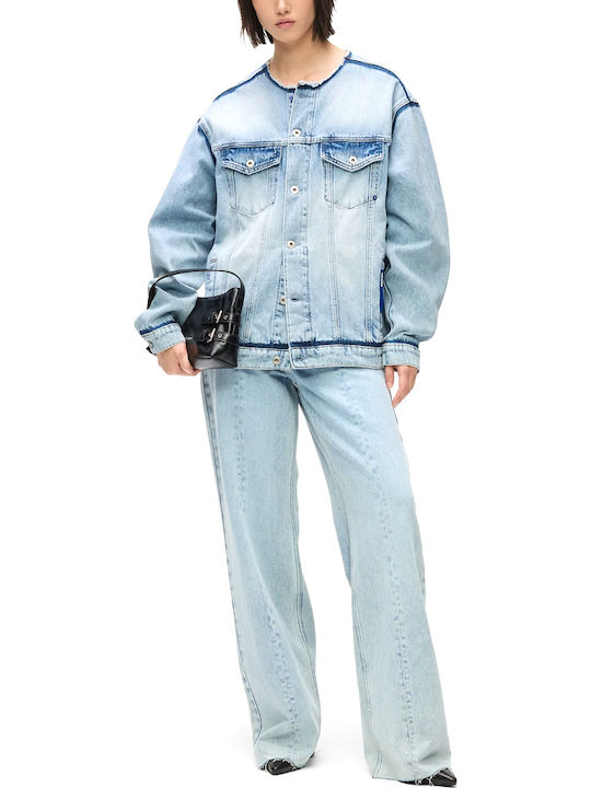 Lang Damen Jeansjacke Blue