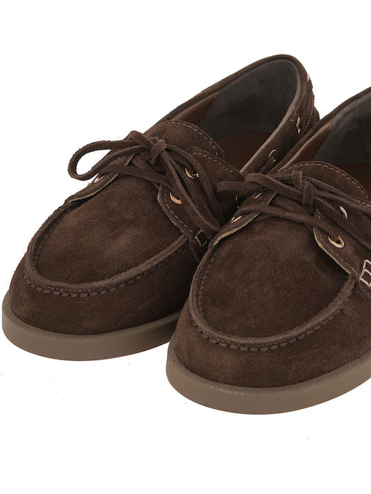 Δερμάτινα Γυναικεία Boat Shoes σε Καφέ Χρώμα