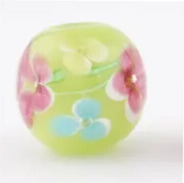 Χάντρα Efco Γυάλινη 12x14mm Οβάλ Flowers Ανοιχτό Πράσινο 3τμχ