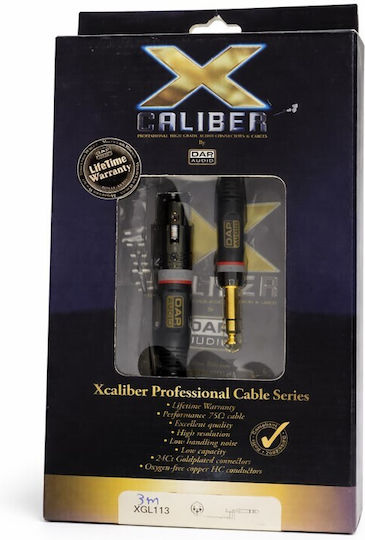 DAP-Audio Kabel XLR-Stecker - 6,3mm Stecker Schwarz 3m 56201-051