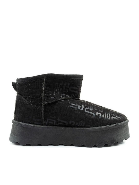 Women's Ankle Boots Platform & Fur Black