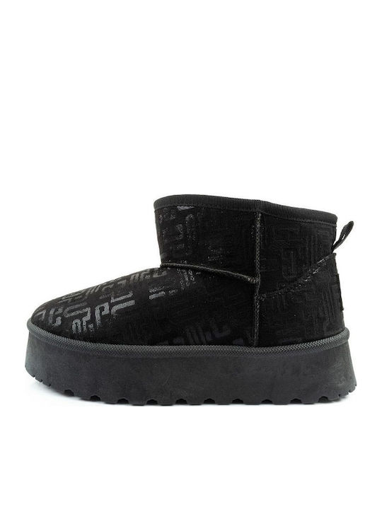 Women's Ankle Boots Platform & Fur Black
