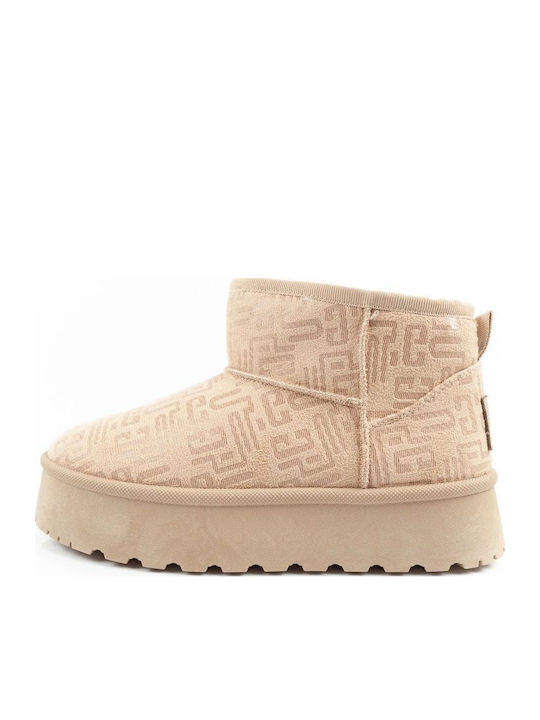 Women's Ankle Boots with Fur Beige