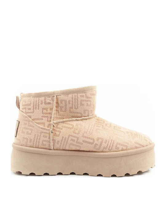 Women's Ankle Boots with Fur Beige