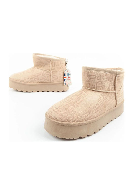 Women's Ankle Boots with Fur Beige