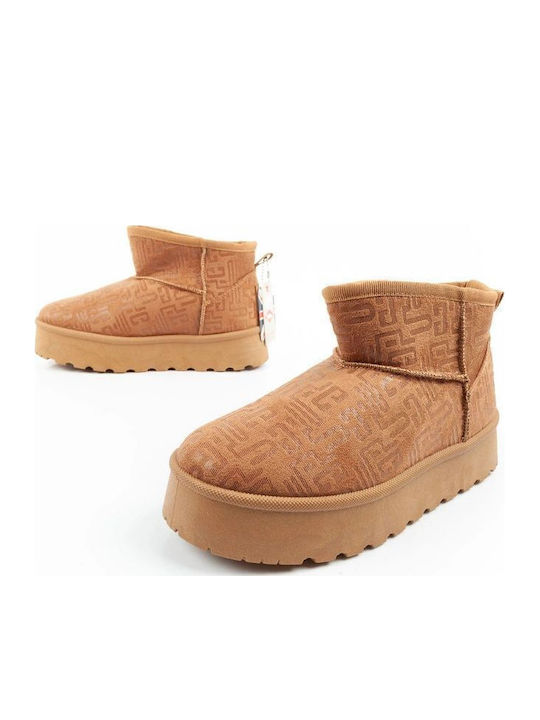 Women's Ankle Boots with Fur Brown