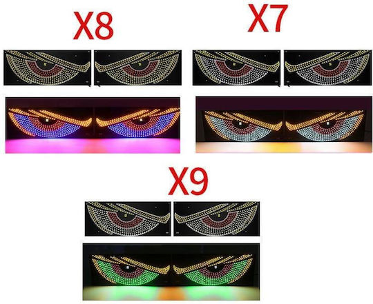 Car Sticker Dynamic Demon Eye USB Mounted In Car Indicator LED Light Red Yellow+White