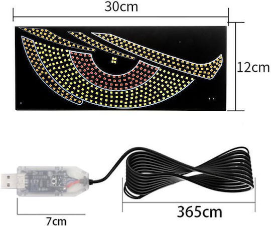 Car Sticker Dynamic Demon Eye Usb Mounted In Car Indicator Led Light Red Yellow+Blue